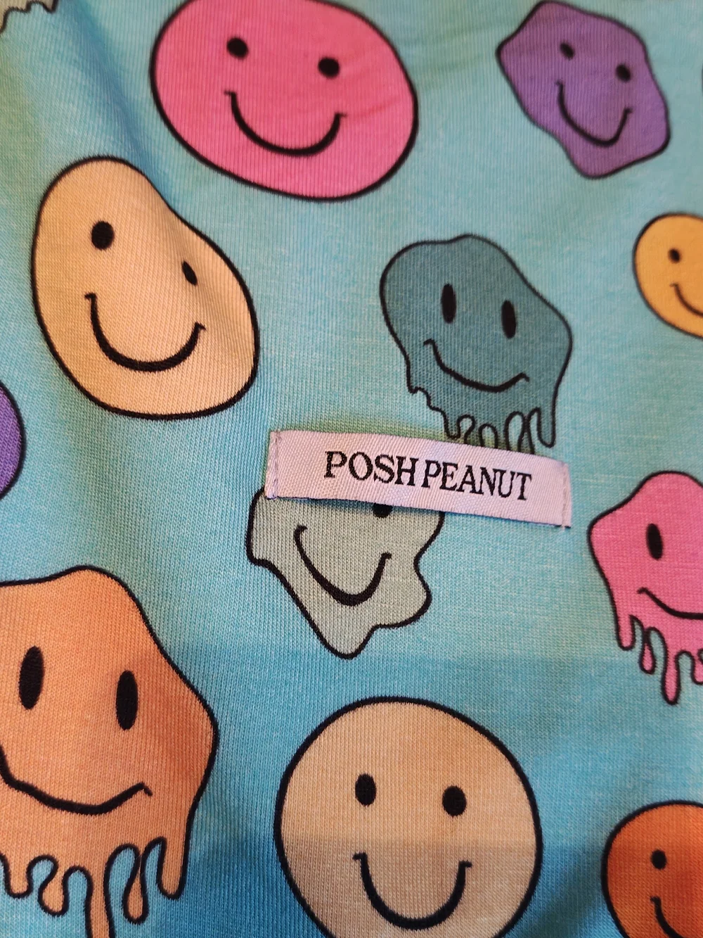 Posh Peanut Turquoise Smiley Face Kids Hooded Towel #1855